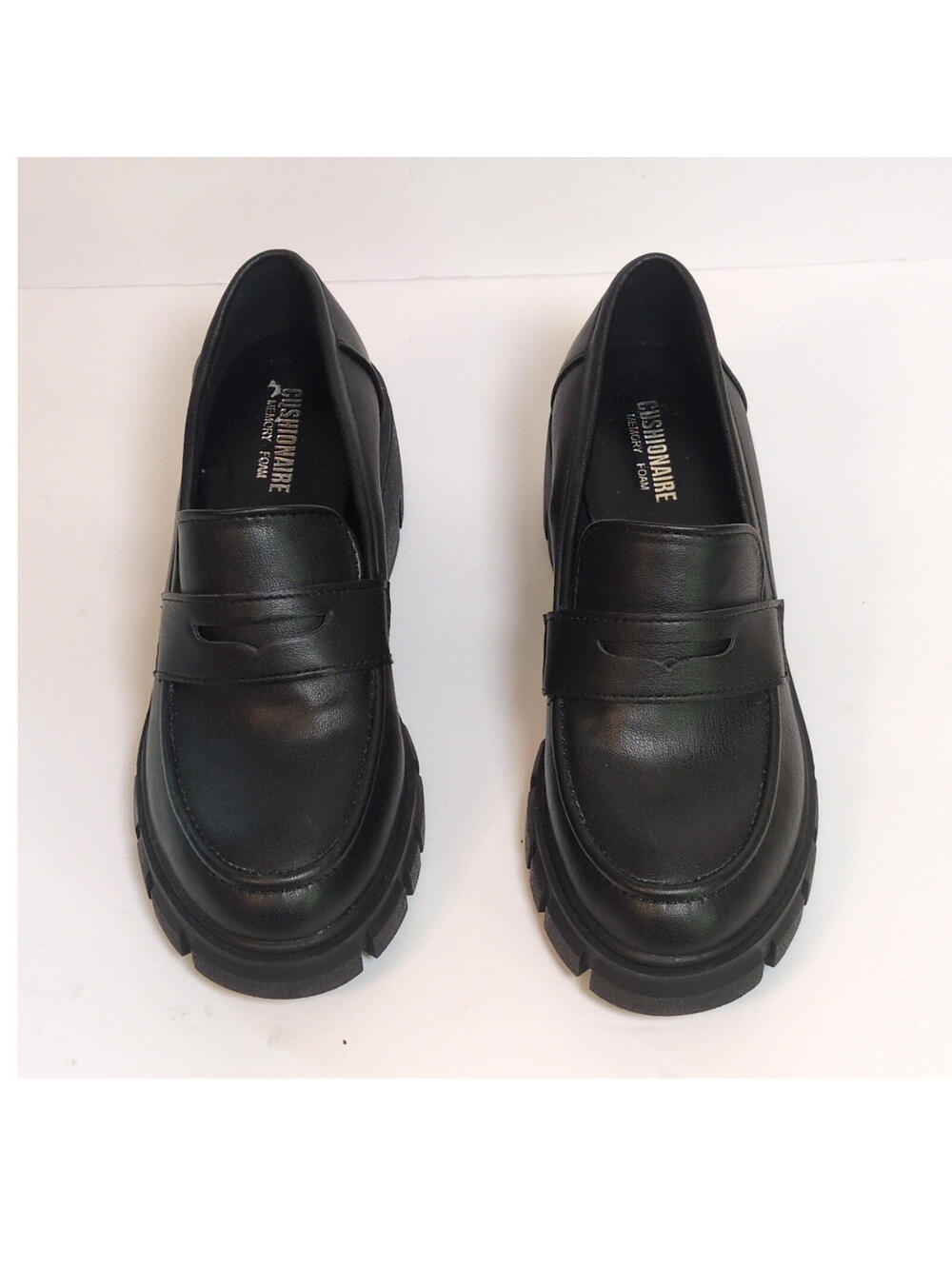CUSHIONAIRE Memory Foam Faux Leather Slip-On Loafer Flats Black Women's Size 6